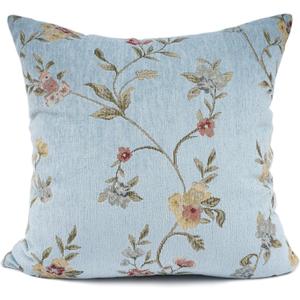 YOUR SMILE Embroidery Jacquard Teal Floral Leaf Pattern Square Decorative Throw Pillow Case Cushion Cover,18x18 inch (18" x 18" (Pack of 1), Blue)