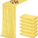 6 Pack Light Yellow Table Runner 17x108 Inch Cheesecloth Table Runner Boho Gauze Table Runners Romantic Rustic Fabric Cheese Cloth Table Runners for Wedding Party Baby Shower Birthday Home Decor