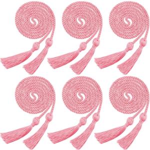 Boao 6 Pcs Graduation Cords, Honor Cords, 2026 Grad Tassel Ropes, 67" Long Braided Cord for 2026 Grad Ceremony Decor Bachelor Gown for Student Master(Pink)