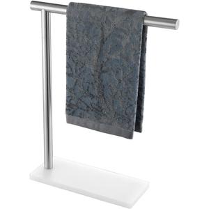 JQK Hand Towel Holder Stand Brushed, Modern Tree Rack Free Standing for Countertop with 12 Inch Bar, 304 Stainless Steel Thicken 0.8mm, HTT170-WN