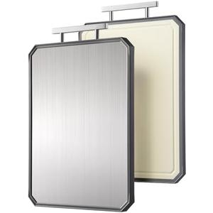 2 in 1 Stainless Steel Cutting Board with Handle Chopping Large Big Small Metal Carving Kitchen Meat Butcher Block not Titanium Wood Bamboo Glass Marble Stone Rubber Plastic Silicone Acrylic Teak Sink