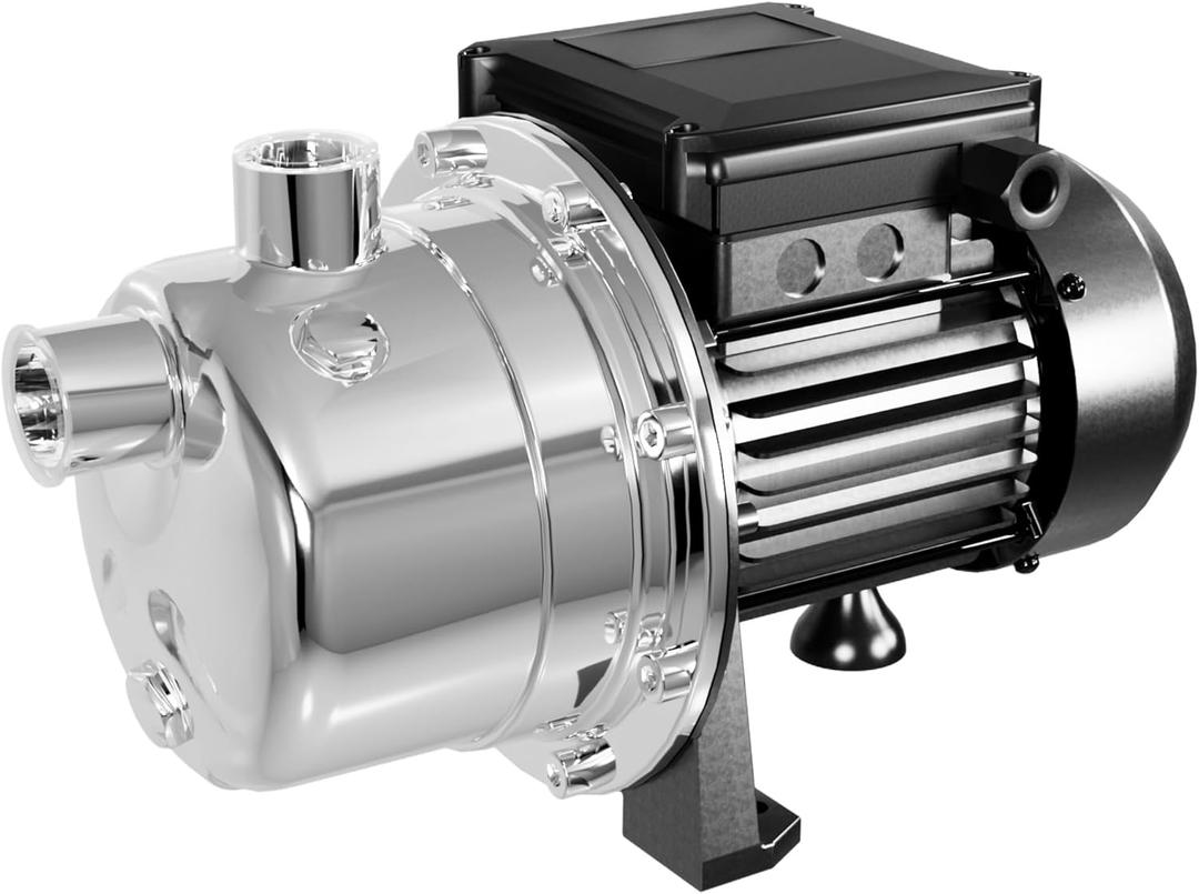 Lanchez 1/2 HP Shallow Well Garden Pump, Portable Stainless Steel Water Transfer Draining Irrigation Pump for Lawn Fountain, 960 GPH, 125 Feet Height