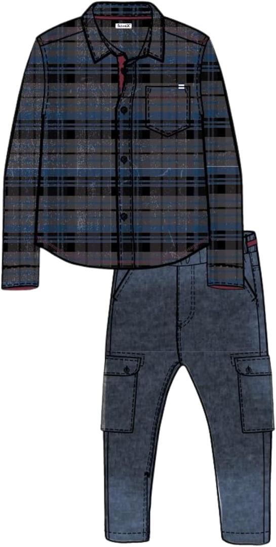 Splendid boys Kids' Long Sleeve Top and Pant Set (2T, Asphalt)