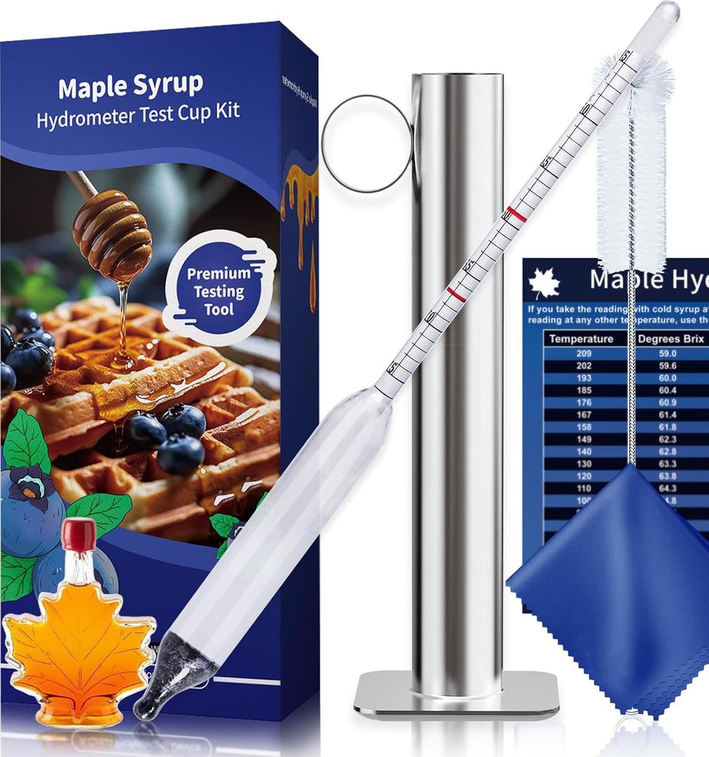 CIMALAB Maple Syrup Hydrometer Test Cup Kit, Hydrometer for Maple Syrup Making, Maple Syrup Hydrometer Kit with Baume and Brix Scale, Maple Syrup Supplies for Measuring Sugar Content in Syrup Sap