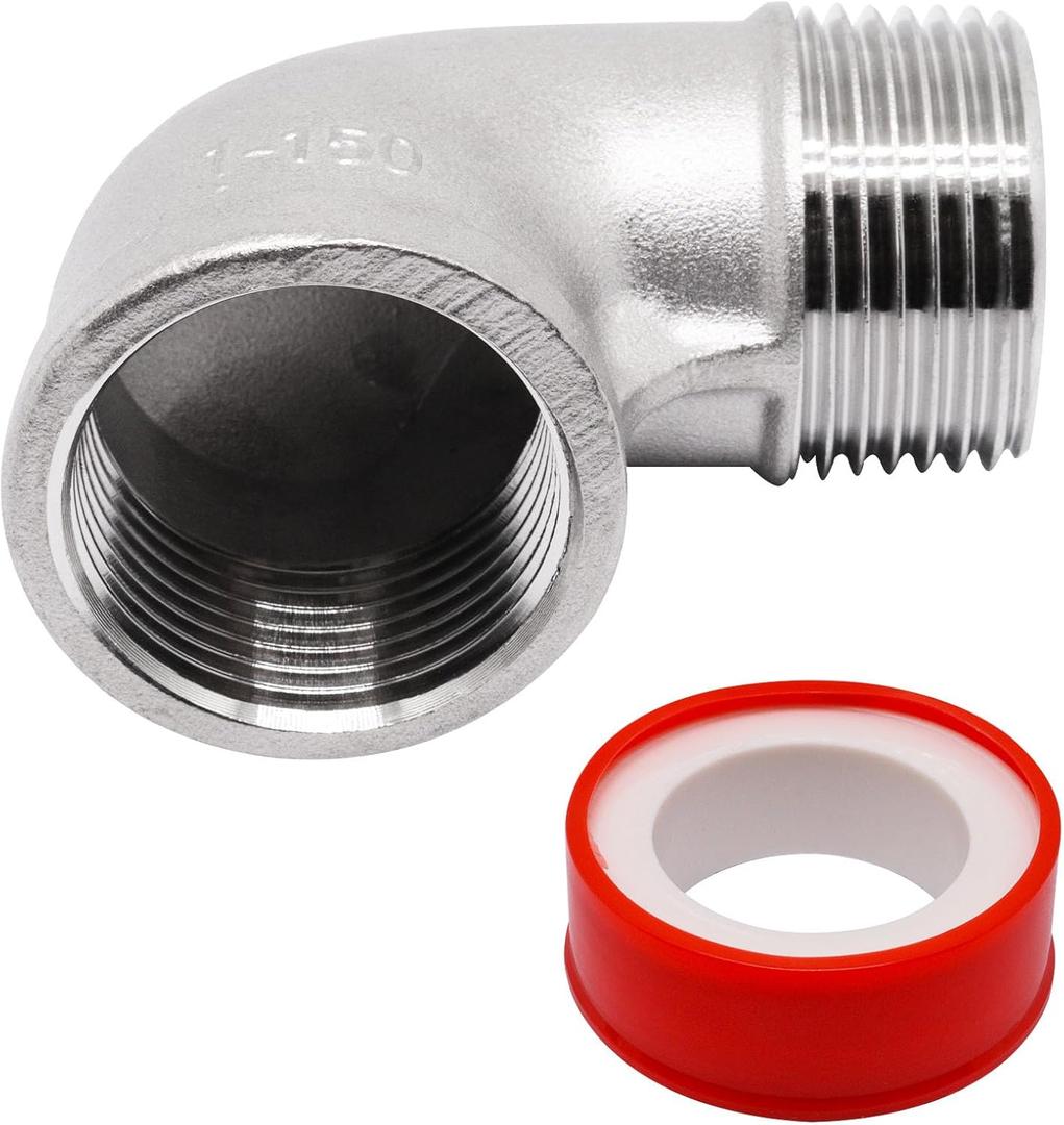 1Pcs 304 Stainless Steel 90 Degree Elbow 1" NPT Male Pipe to 1" NPT Female 304 Stainless Pipe Fitting