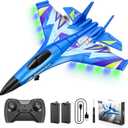 4DRC Foam RC Plane for Kids Adults, Remote Control Airplane RC Jet Helicopter Drone Plane for Kids Adults Beginner, Easy to Fly RC Fighter, Remote Control Aircraft with Automatic Balance Gyro (Blue-2 Batteries)