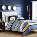 Nautica - Twin Comforter Set, Reversible Cotton Bedding with Matching Sham, Medium Weight for Year Round Use, Dorm Essentials, Oeko-Tex Certified (Dover Blue)