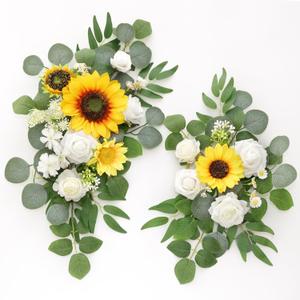 Artificial Flowers Decorations Pack of 2,Centerpieces for Wedding Reception Backdrop Decoration, Floral Decor Wall Home Entryway Outdoor Decorations (Sunflower)