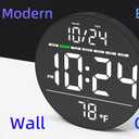 Digital Wall Clock with Large LED Display, Date, Temperature, Auto-Brightness | Small [PLUG-IN] Clock | Modern Electric Wall Clock for Bedroom, Classroom, Living Room, Home, Office, Farmhouse White