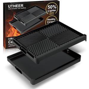 Utheer Stove Top Griddle for Gas & Electric Stove Flat Top Nonstick Reversible Grill & Griddle Pan for Stovetop Cooking, Lightweight Cast Aluminum, PFAS-Free Ceramic Nonstick, 16.3 13