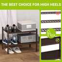 BMOSU 2-Tier Bamboo Small Shoe Rack Premium Stackable Shoe Shelf Storage Organizer for Hallway Closet Living Room Entryway Organizer(Brown)