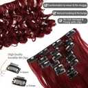 Clip in Hair Extensions 24 Inch 8PCS Wine Red Long Wavy Synthetic Hair Extensions Clip ins Thick Double Weft Hair Clip Extensions for Women