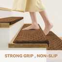 Bullnose Stair Treads Non Slip 9.5" x 36", 14 Pcs Carpet Stair Treads for Wooden Steps Indoor with Edge Protection, Reusable Peel and Stick TPU Backing Stair Runner Rugs - Lattice Pattern Brown