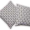 100% Cotton Home Furnishings, Cushion Throw Pillow Cover 16X16 Inch Grey Lining White Flower Set of 2 Cushion Covers for Living Room, Bed, Sofa, Couch I Decorative Cushion Covers with Improved Zippers