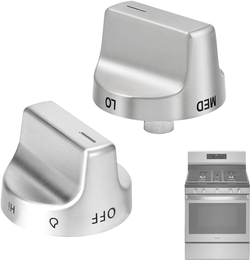 Updated 2 Pack W11159630 Stove Knobs, Gas Range Knob Replacement for Whirlpool Stove Parts, Replace W11023139, W11159630 Stovetop Burner Control Knobs for Whirlpool Gas Stove (Not Universal)