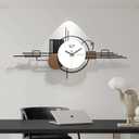 Modern Wall Clock for Living Room,Large Decorative Wall Clock,Creative Silent Clock Battery Operated Metal Wall Art for Entryway/Bedroom/Office/Dinning Room/Kitchen Decor 35''Lx16''W
