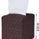 Tissue Box Cover 2-Pack, Square Tissue Holder with Bottom Belt, Modern Tissue Case Facial Paper Organizer Dispenser for Bathroom, Office, Home, Table, Car, Leaf Pattern Brown