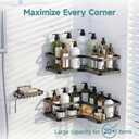 Veken Corner Adhesive Shower Caddy 3-Pack with Soap Holder&Hooks,No Drilling Shower Shelves,Rustproof & Waterproof Bathroom Organizers and Storage,Rack for Small Spaces, Kitchen&Rental-Friendly,Black