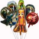 7Pcs Italian brainrot Foil Balloons for Birthday Party Tralalero Tralala and Tung Tung Tung Sahur Party Balloons, Birthday Party Decorations.