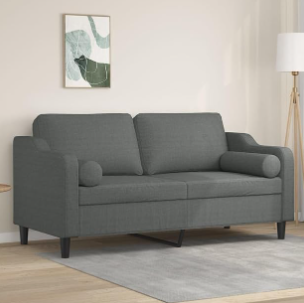 2-Seater Sofa Dark Grey Couch for Room, Office, Living Spaces | Modern Polyester Fabric Loveseat Sofabed Furniture for Apartment & Home