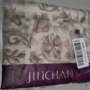 jinchan Small Window Curtains 36 Inch Linen Floral Curtain Set for Kitchen Bathroom Cafe Curtains Light Filtering Window Treatment Farmhouse Cottagecore Back Tab Drapes 2 Panels Taupe on Beige