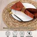 Kochorie Set of 12 Round Woven Placemats 15 Inch Bulrush Placemats Natural Handwoven Boho Rattan Wicker Table Mats for Farmhouse & Home Dining