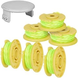 Generep Weed Wacker String Trimmer Twisted Line Replacement for Ryobi 18v, 24v, and 40v Cordless Trimmers, 6 Spool, 1 Cap