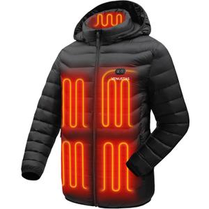 Venustas Unisex Dual-Control Heated Jacket, Water-resistant Heated Coat for Women and Men with Battery Included (Medium, Black)