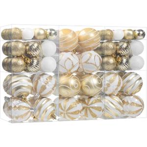 100Pcs Christmas Balls Ornaments Set, Shatterproof Christmas Decorations with Hand-held Gift Package for Xmas Tree/Holiday/Wedding/Holiday/Party Decor (Gold & White)