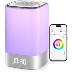Sound Machine White Noise Machine with 32 Soothing Sounds, Bluetooth Speaker Alarm Clocks for Bedrooms with Wake up Light, Night Light for Kids, App Control Birthday Gifts for Teenage Girls Boys Women