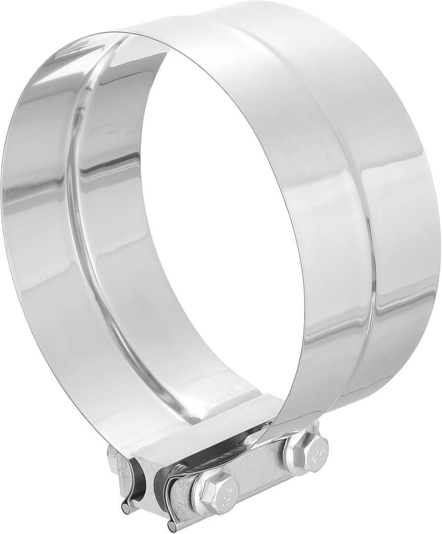 uxcell 4-1/2" Exhaust Clamp, 304 Stainless Steel Butt Joint Band Clamp Sleeve Coupler Pipe Repair Clamp Universal Widening Clamp for 4-1/2" OD to 4-1/2" ID Exhaust Pipe Mufflers, Silver