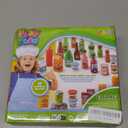 JOYIN 30Pcs Play Food Grocery Cans, Play Kitchen Accessories, Includes Drink, Juice, Jar, Seasoning, Water Bottle, Sauce, Yogurt, Ice Cream, Snack Box, Kids Gifts & Indoor Toys