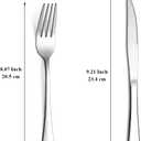 Evanda Steak Knives Set 24 Piece, Stainless Steel 12 Dinner Forks and 12 Dinner Knives Set, Steak Knives Steak Forks, Dishwasher Safe