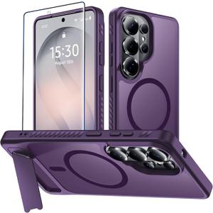 2 x For Samsung Galaxy S26 Ultra Case with Kickstand,1*Screen Protector,[Compatible with Magsafe]Translucent Matte Military-Grade Protection,Magnetic Phone Case for Samsung Galaxy S26 Ultra,6.9"-Purple