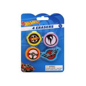 Hot Wheels Two Packs Of 4 Each Erasers Set of 2