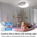 Flush Mount Ceiling Light, Modern Moon & Star Ceiling Light Fixture, 3 Color Temperature LED Bedroom Lighting for Kids Room, Kitchen, Living Room, Hallway