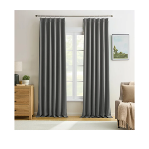 KEQIAOSUOCAI Grey Blackout 90 Inch Curtains 2 Panels,Energy Saving Sound Dampening Light Blinds Window Treatments for Living Room/Dining Room/Bedroom(40 Wide Each Panel) 40 x 90,Pinch Pleated