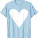 White Heart Light Blue T-Shirt (Small, Baby Blue)