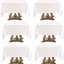 Square Tablecloth 52 x 52 Inch White 6 Pack Tablecloths Stain-Wrinkle Resistant Washable Polyester Table Cloths for Holiday, Buffet Parties, and Weddinge