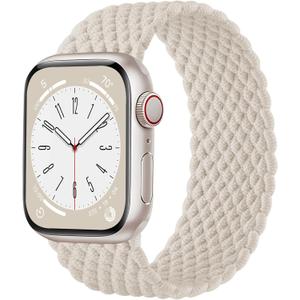 Zedoli Braided Solo Loop Bands Compatible with Apple Watch Band 38mm 40mm 41mm 42mm 44mm 45mm 46mm 49mm Women Men, Stretchy Nylon Sport Elastic Strap for iWatch Series 11 10 9 8 7 6 5 4 3 2 1 SE Ultra (Starlight)