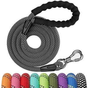 NTR Heavy Duty Dog Leash,8FT Rope Leash for Dog Training with Swivel Lockable Hook,Reflective Threads and Comfortable Handle,Dog Lead for Walking,Hunting,Camping for Medium and Large Dog (Black)