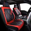 F150 Seat Covers, Napa Leather, for 2015-2025 Ford F150 SuperCrew and 2017-2025 F250 F350 F450 Heavy Duty Crew Cab(Full Set, Black&Red)