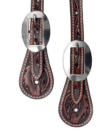 Leather Spur Strap Basket Tooled