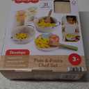 Fisher-Price Wood Pretend Cooking Set, Pots & Pasta Chef, 31 Pieces Play Food & Wooden Utensils for Preschool Kids Ages 3+ Years