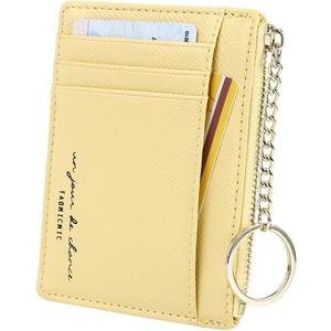 Women's 8 Cards Slim Minimalist Card Holder Coin Changes Purse Keychain Front Pocket Wallet | 8 Cards, Slim, Minimalist, Coin Changes, Purse, Keychain (yellow)