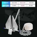 Heavy Duty Boat Anchor Kit, Fluke Style with Chain and Rope Set, Compatible with Pontoon, Deck, Fishing, and Sailboats, Galvanized Steel (10LB)
