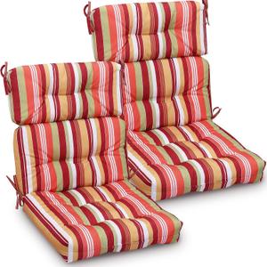 Geelin 2 Pcs High Back Patio Chair Cushion Indoor Outdoor Seat Chair Cushions Back Tufted Patio Rocking Pads Weather Replacement for Furniture (Red Yellow)