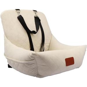 Dog Car Seat for Small Dogs, Ultra-Soft Fabric, 2 Storage Pockets & Safety Leash, Adjustable Straps, Easy to Install, Fully Detachable and Washable(Beige)