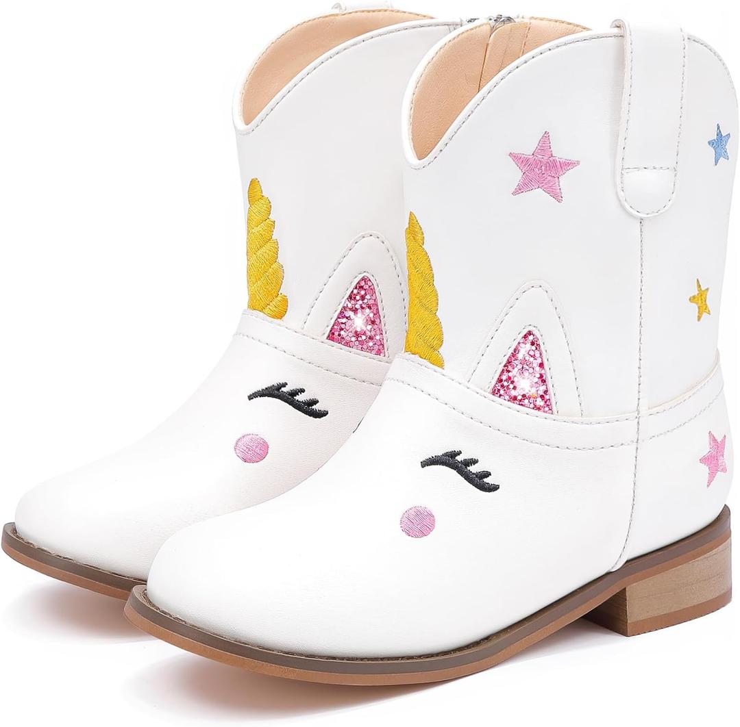 Toddler Girls Cowgirl Boots Cowboy Boots for Boys Little Kids Boot Animal Zipper Ankle Western Riding Shoes Birthday Party Wedding