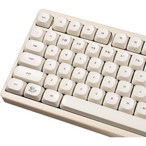MOA Profile Cute Dog Keycaps, 124 Keys PBT Keycaps Set, Minimalist White Keyboard Caps, Custom Dye Sublimation Key Caps for 61/64/68/84/87/100/104/108 Cherry MX Mechanical Keyboards